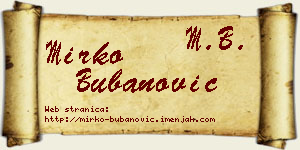 Mirko Bubanović vizit kartica